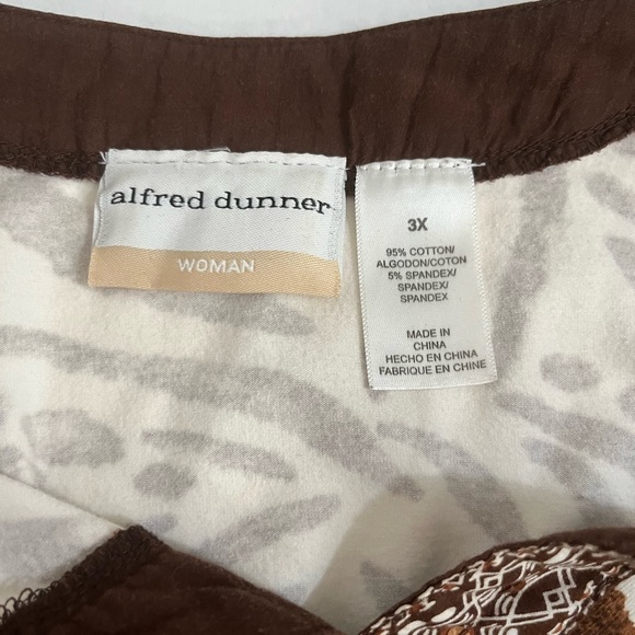 Alfred Dunner Brown Cream Zebra Print Blouse 3/4 Sleeve 3X Sequins - Picture 5 of 6